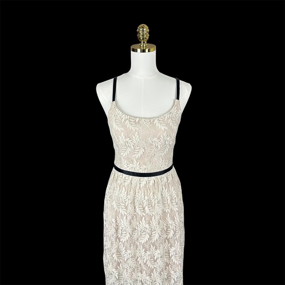 NWT ABS Allen Schwartz $659.00 boho metallic thread lace overlay full length - Picture 5 of 14